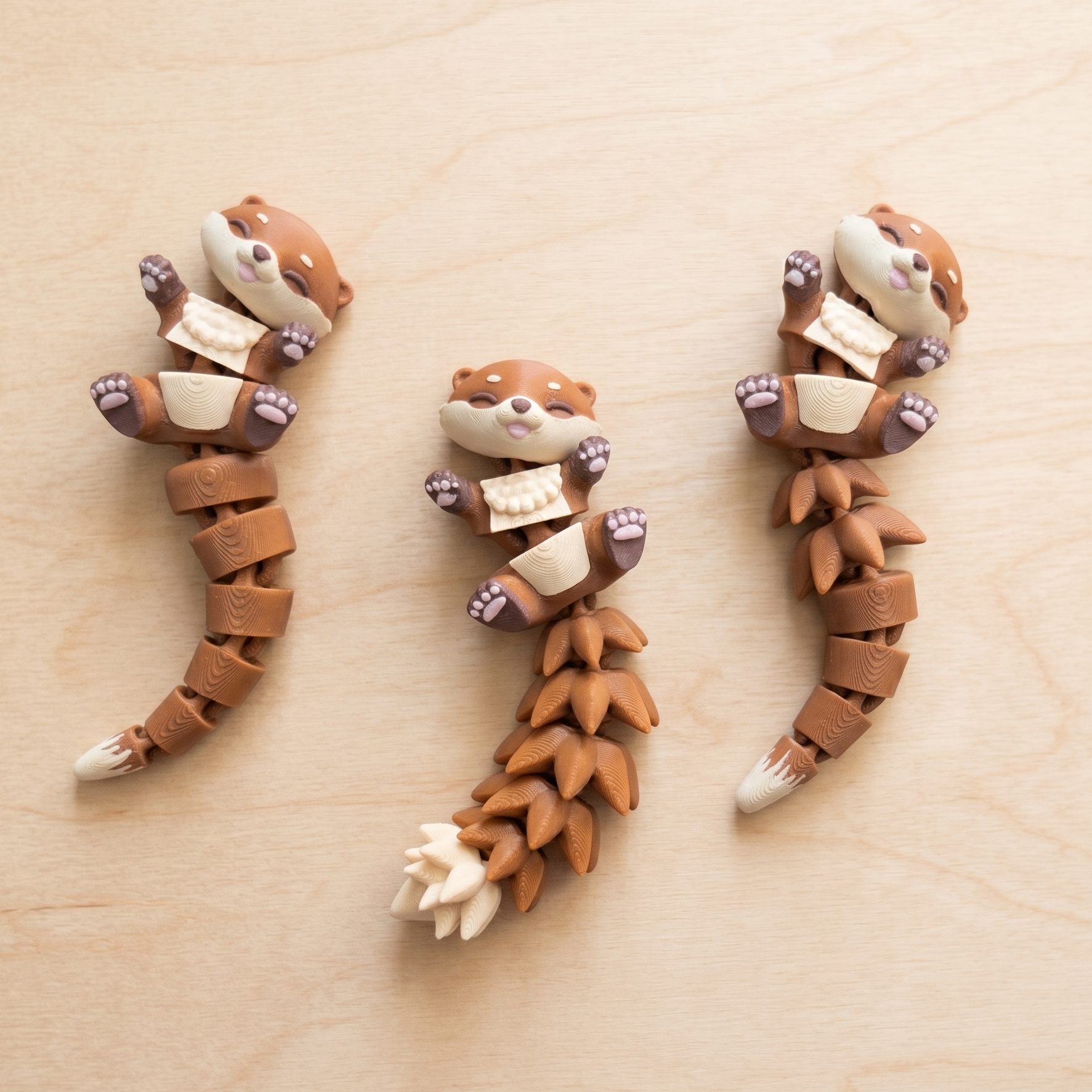 Porte-clé Loutre articulée 3D – Bébé Loutre Kawaii Epoxy Kawaii