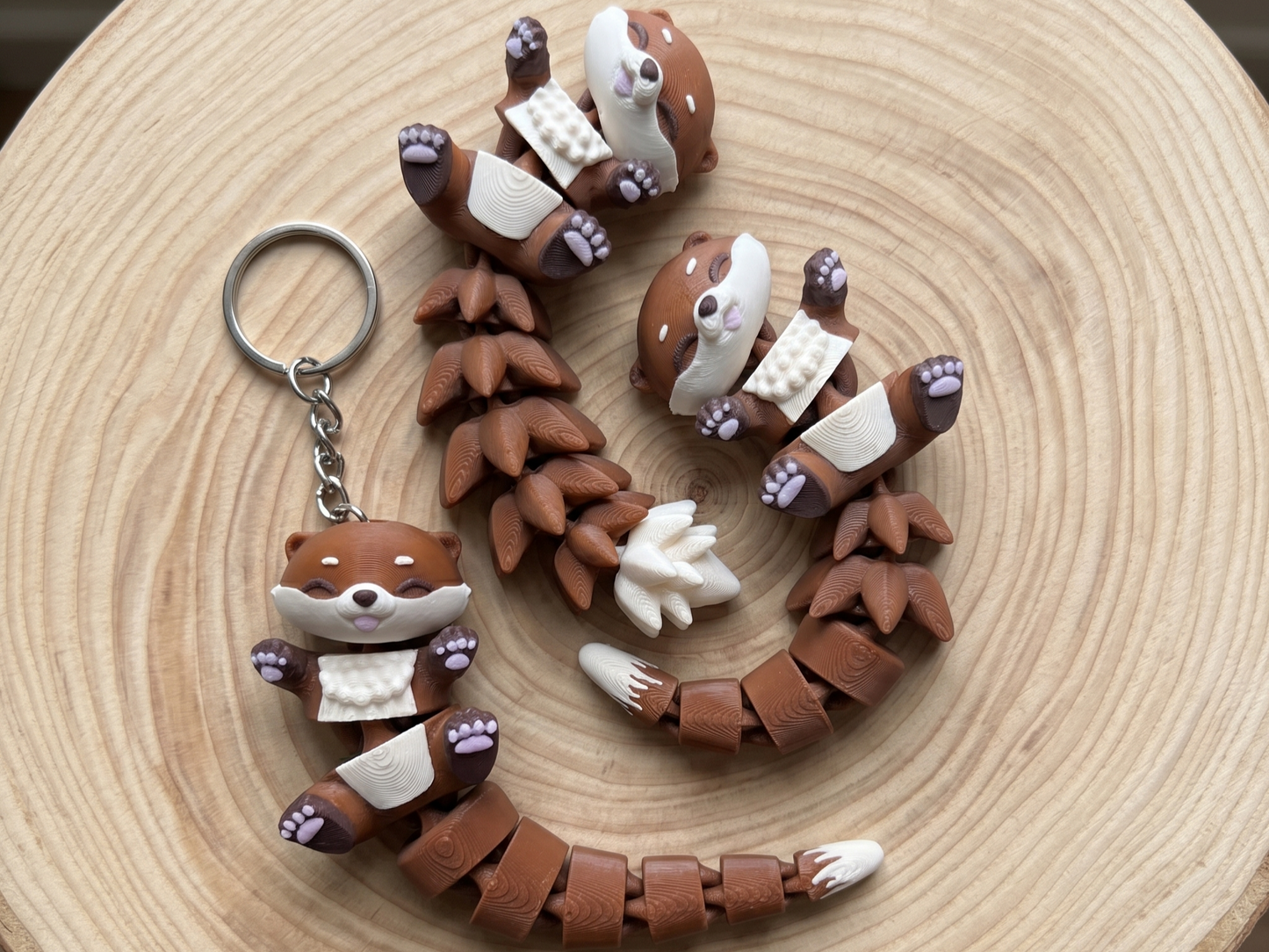 Porte-clé Loutre articulée 3D – Bébé Loutre Kawaii Epoxy Kawaii
