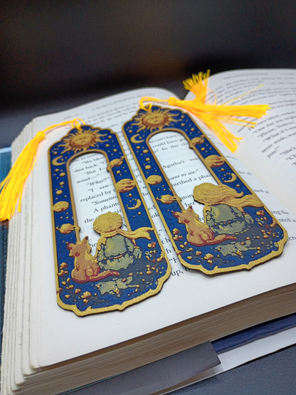 Marque-pages 3D Compagnons Cosmiques fille et garçon en situation de lecture