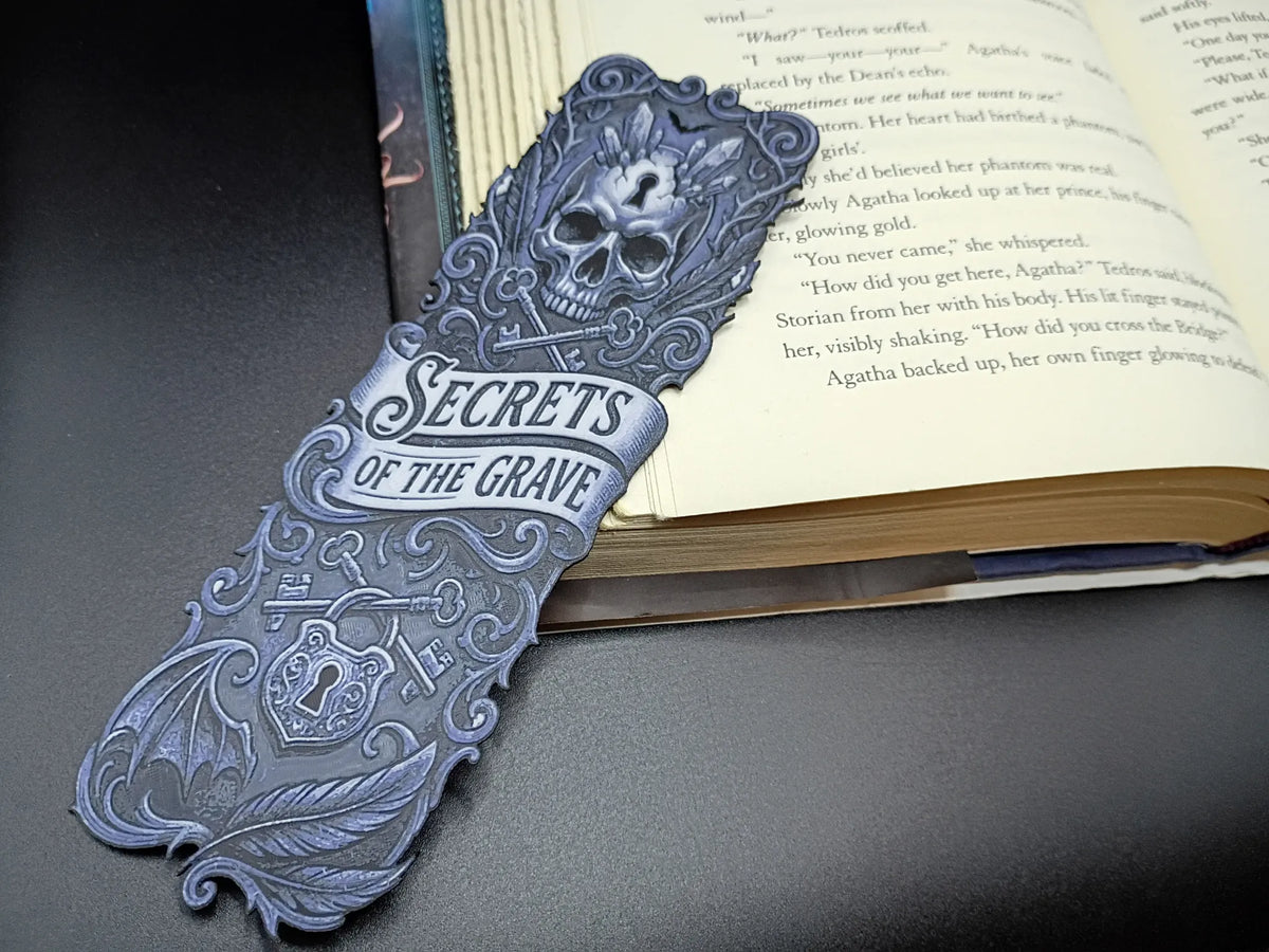 Marque-page Halloween 3D crâne serrure clés et cristaux