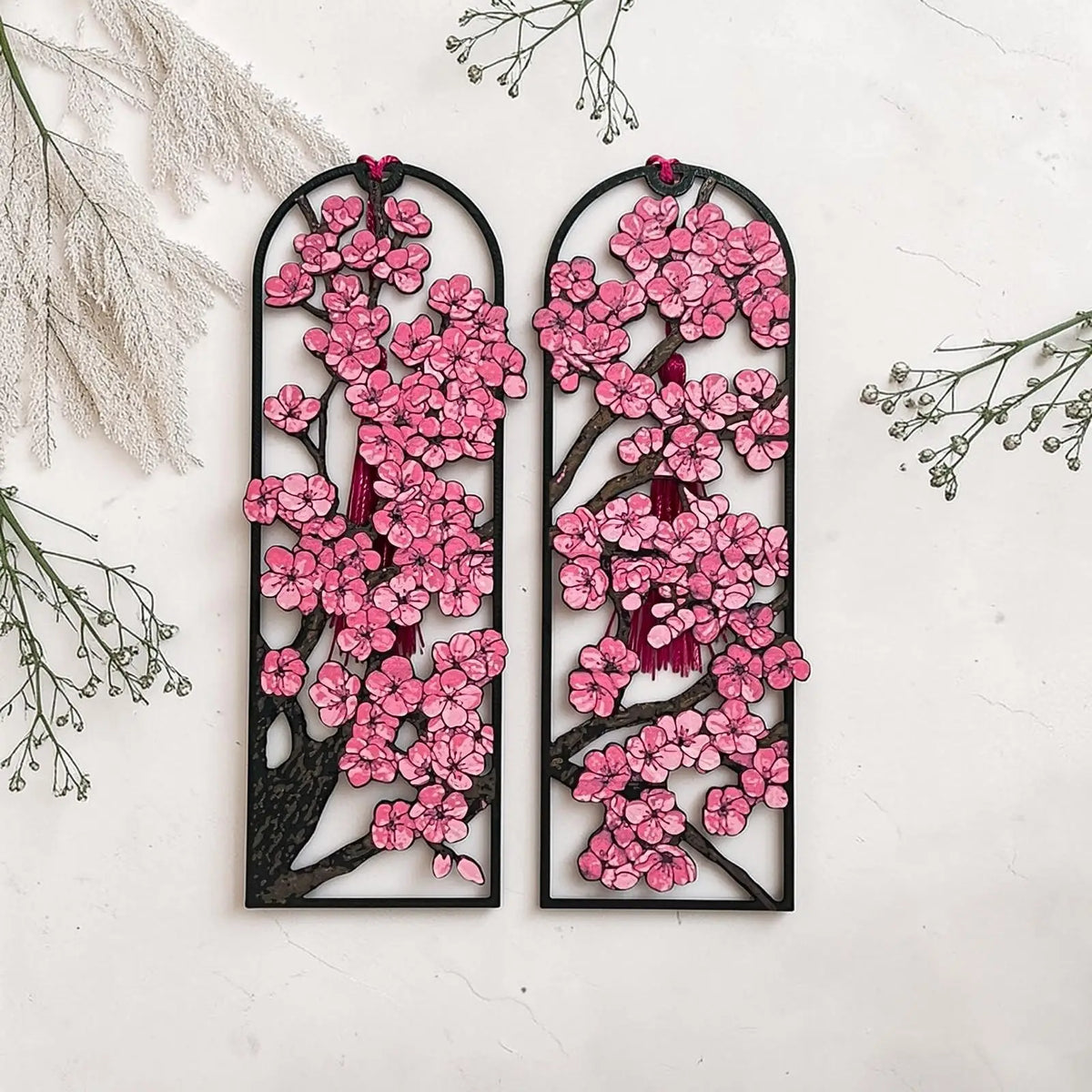 Marque-page fleur de cerisier rose en impression 3D avec design sakura japonais élégant