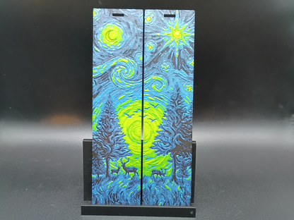 Marque-pages 3D Forêt Étoilée bleu nuit et vert vus de face