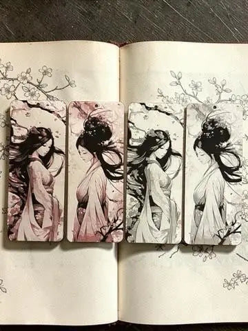 Marque-page geisha japonais noir et blanc ou couleur impression 3D élégant