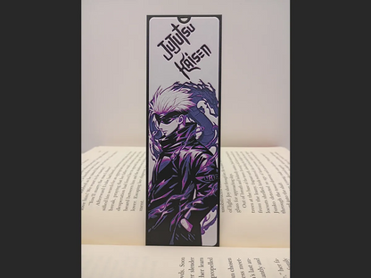 Marque-page 3D Jujutsu Kaisen Satoru Gojo dans un livre ouvert