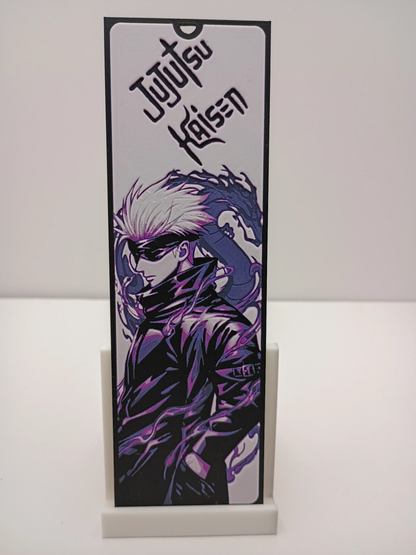 Marque-page 3D Jujutsu Kaisen Satoru Gojo présenté sur support blanc