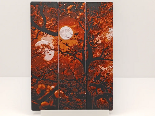Triptyque de marque-pages 3D Fleurs de la Lune de Sang aux tons rouge sombre et noir