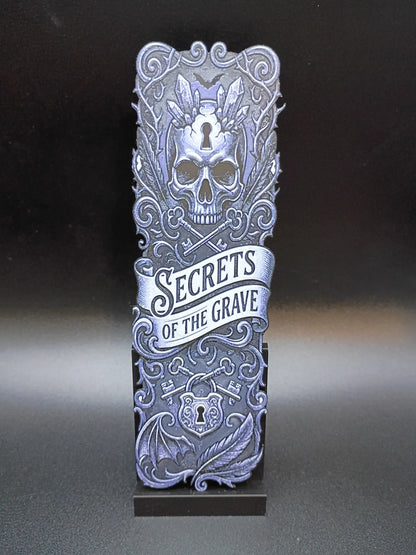 Marque-page gothique Secrets of the Grave avec crâne et clés en impression 3D