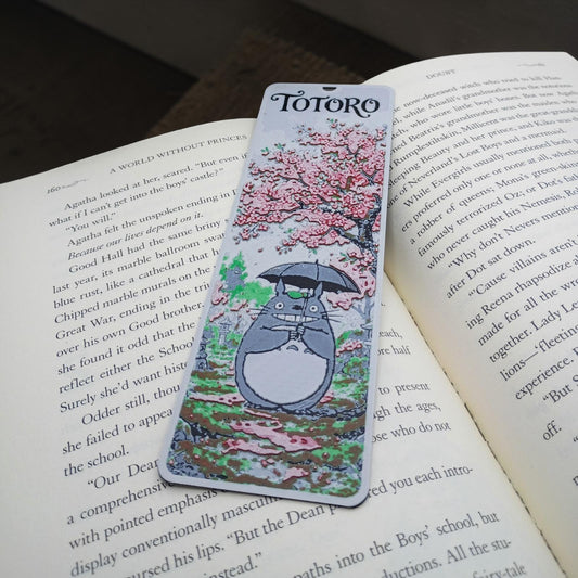 Marque-page Totoro sous cerisier en fleurs sakura en impression 3D style japonais kawaii