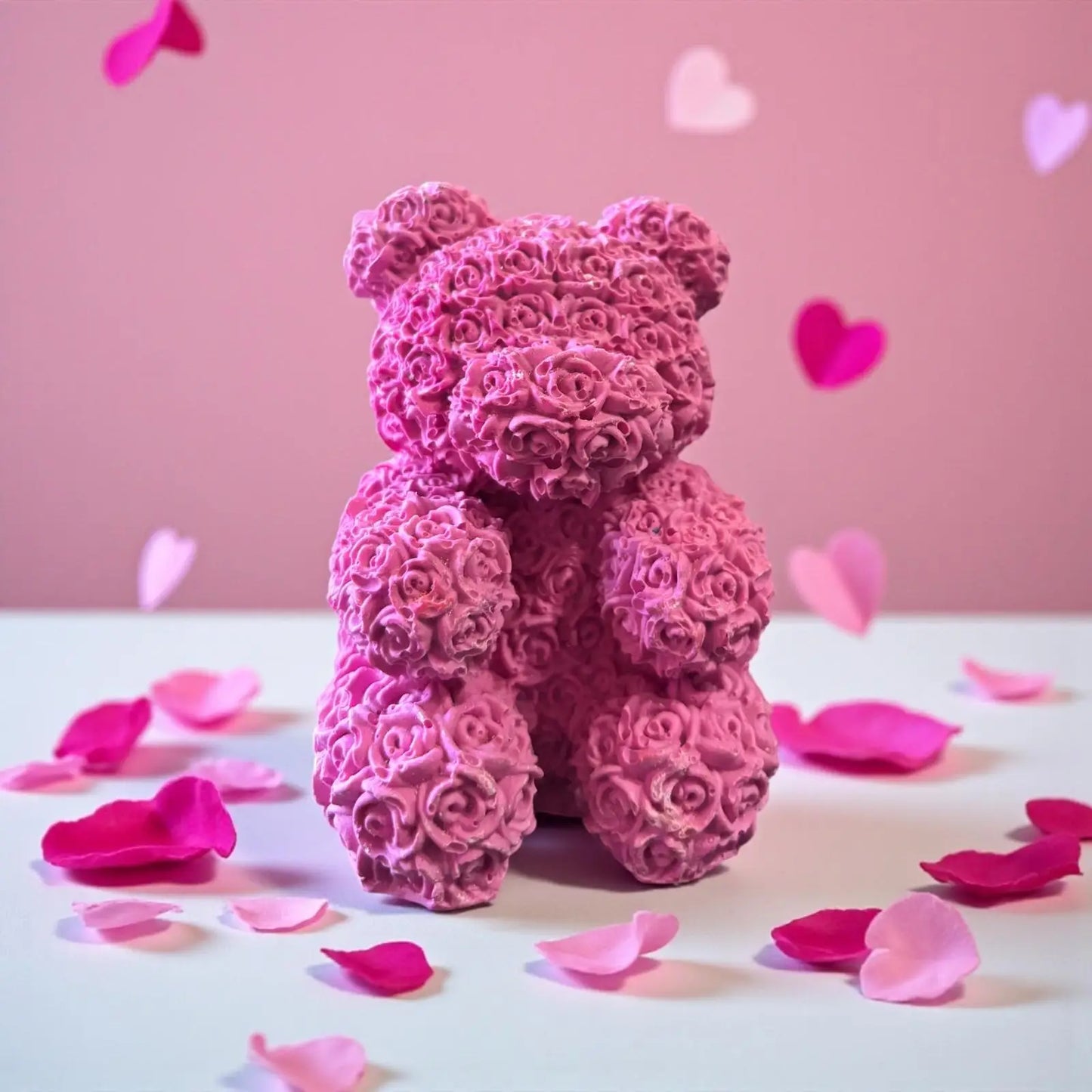 💖 Nounours en Roses – Jesmonite Rose Intense Epoxy Kawaii