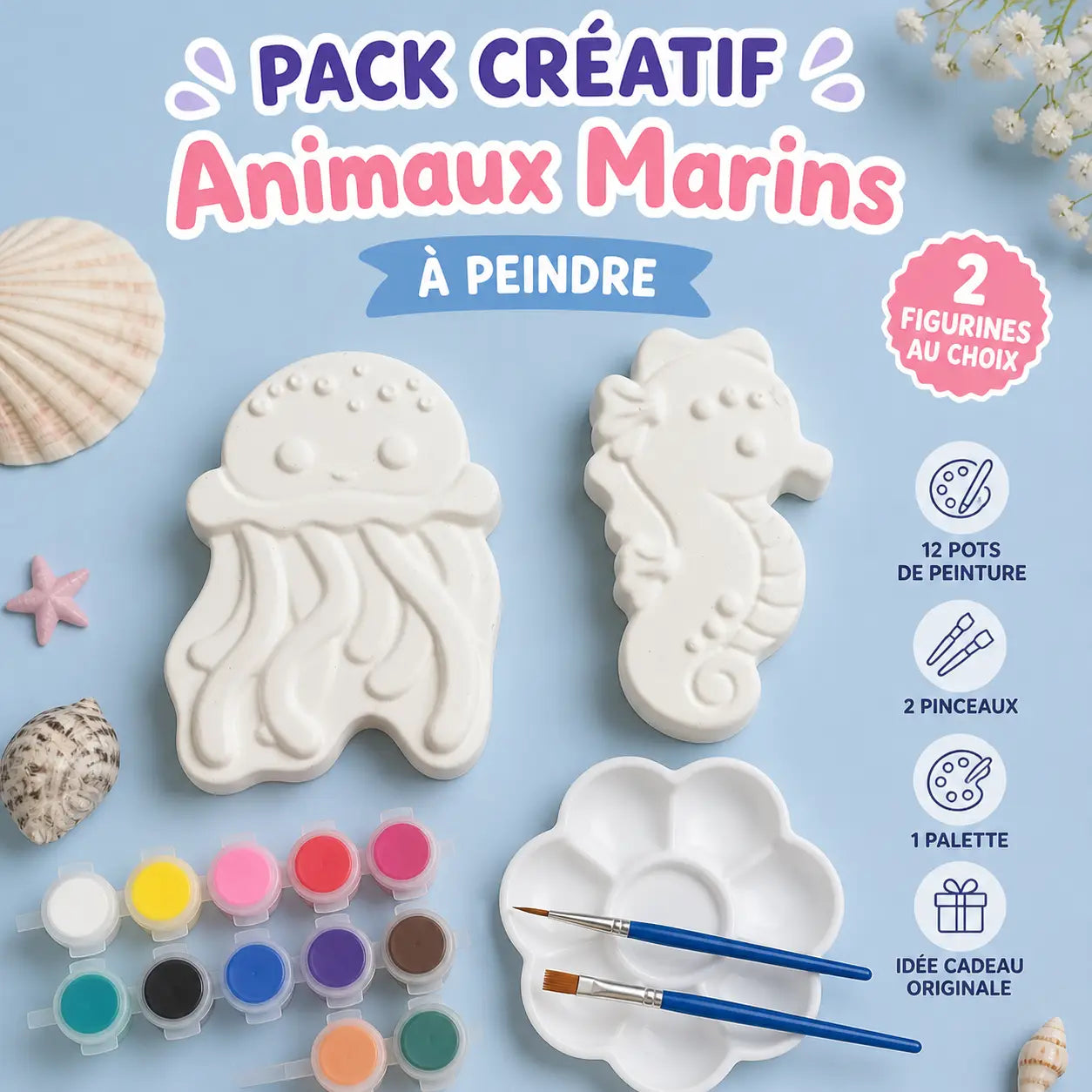 figurine animaux marins à peindre jesmonite