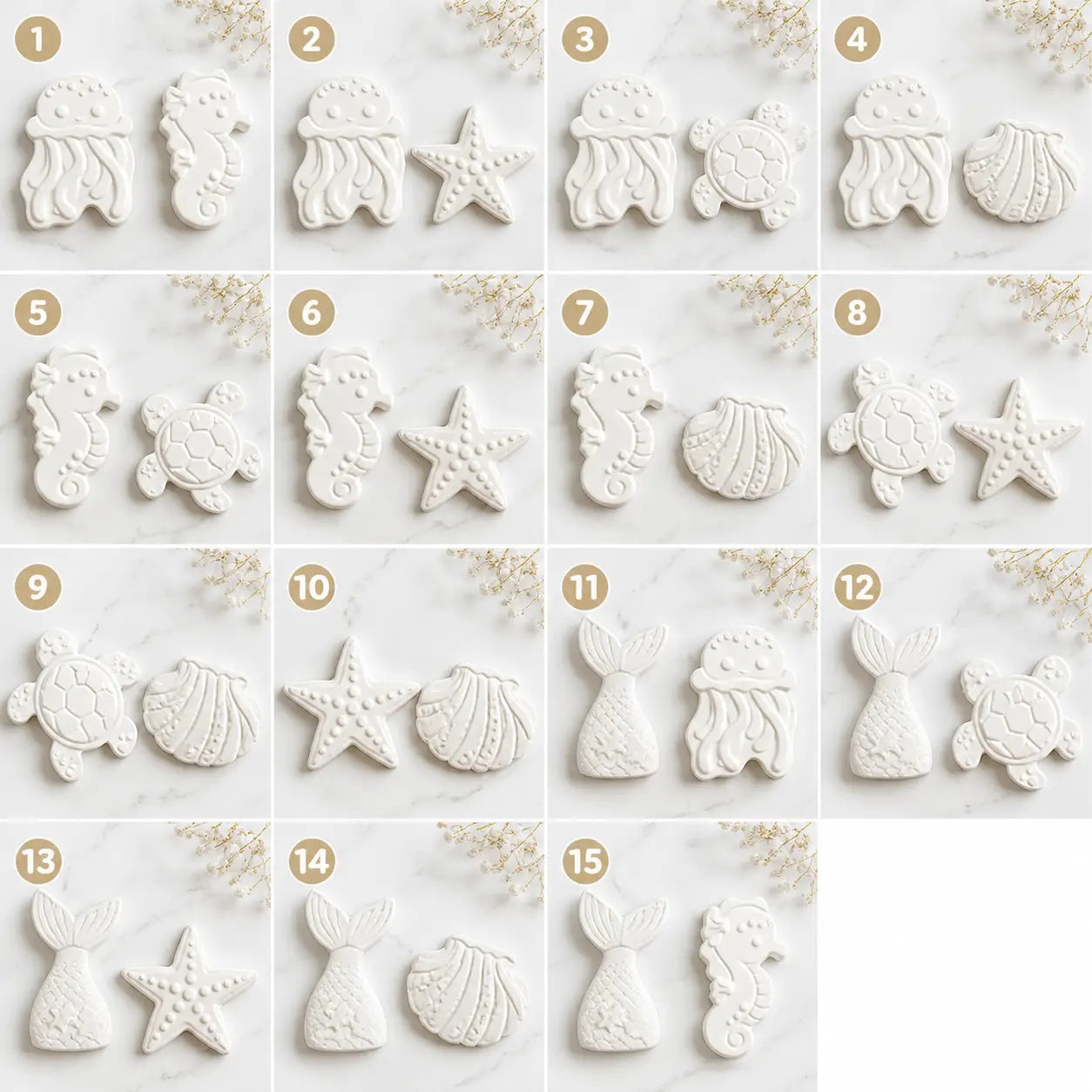liste pack peinture animaux marins kawaii