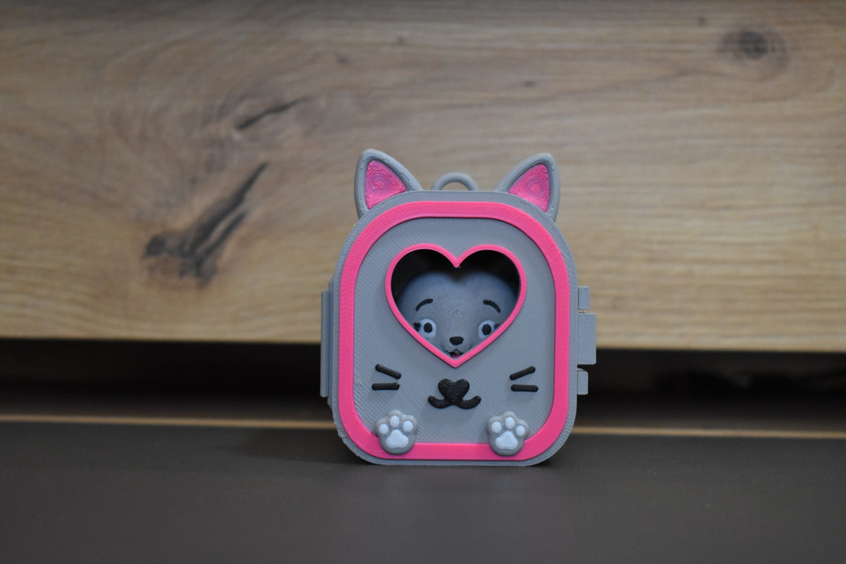 Pocket Pals Chat dans sa mini maison fermée avec fenêtre cœur