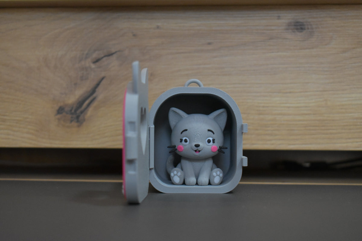 Mini maison Pocket Pals Chat ouverte avec figurine chat à l'intérieur
