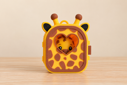 Pocket Pals Girafe fermé, petite girafe visible par la fenêtre cœur