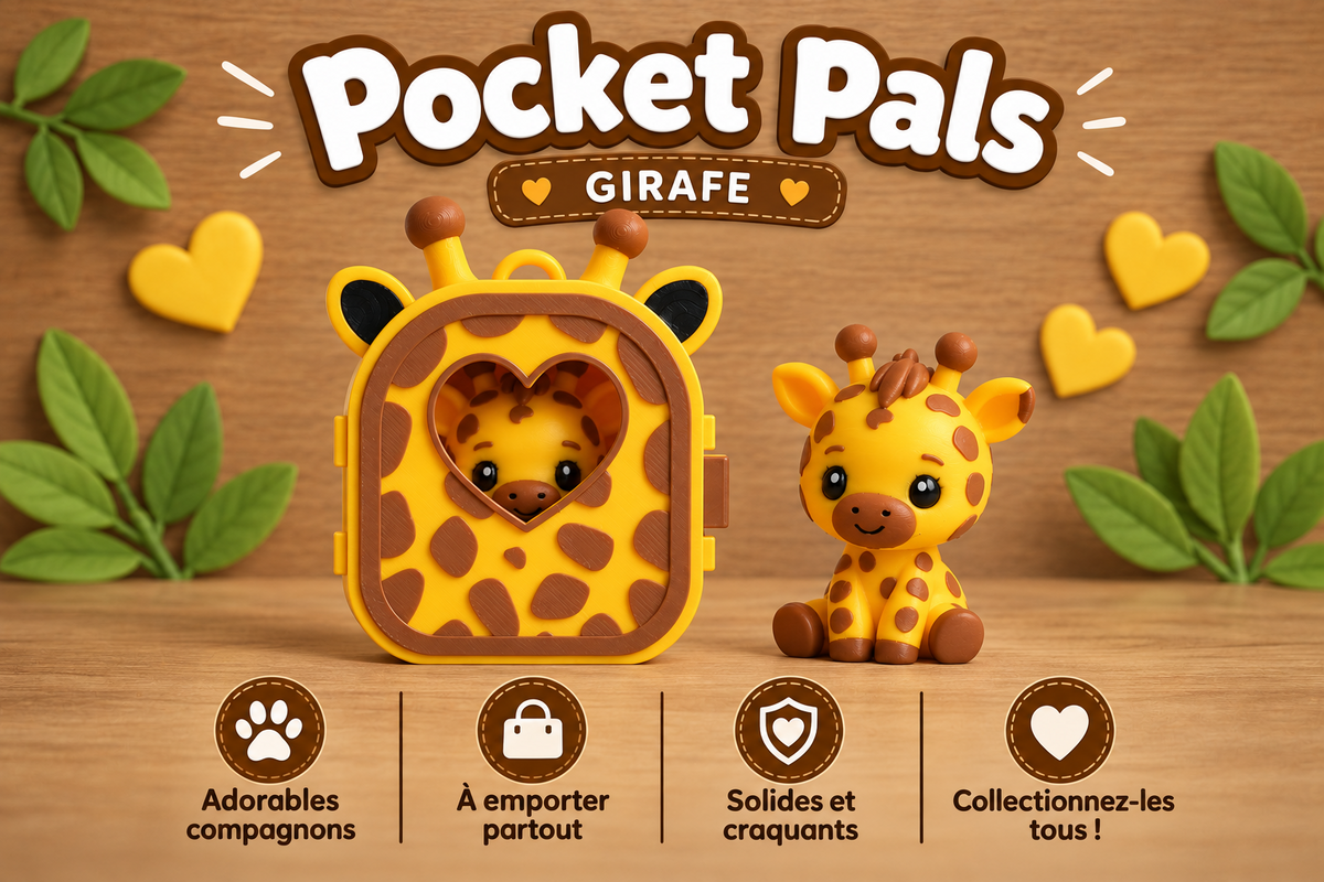 Pocket Pals Girafe : mini maison jaune tachetée et figurine girafe