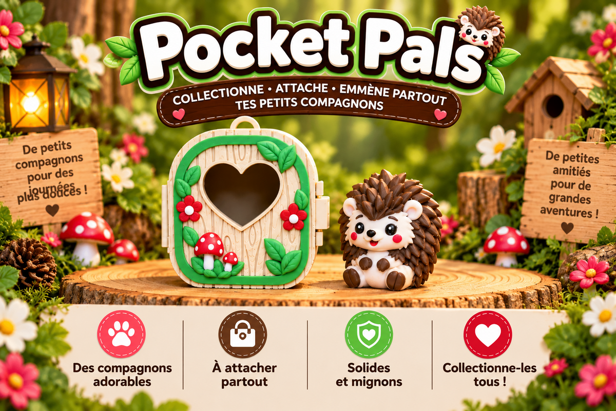 Pocket Pals Hérisson avec sa mini maison champignons - figurine 3D kawaii Epoxy Kawaii