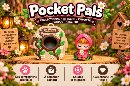 Pocket Pals Masha avec sa mini maison fleurie - figurine 3D kawaii Epoxy Kawaii