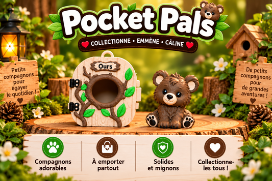 Pocket Pals Ours : mini maison forêt et figurine ours kawaii