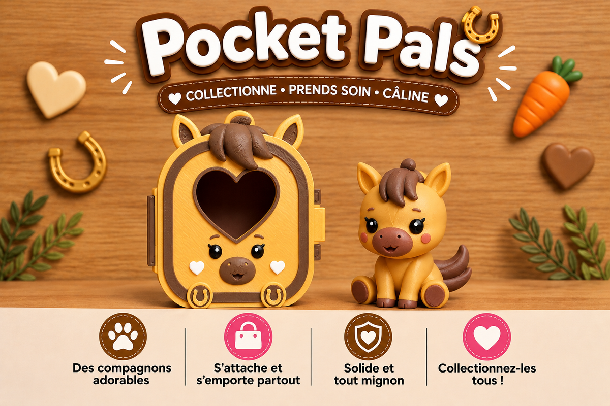 Pocket Pals Pony kawaii avec mini maison cheval - figurine 3D Epoxy Kawaii
