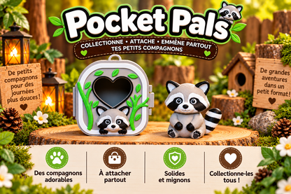 Pocket Pals raton laveur avec mini maison forêt – figurine 3D kawaii Epoxy Kawaii