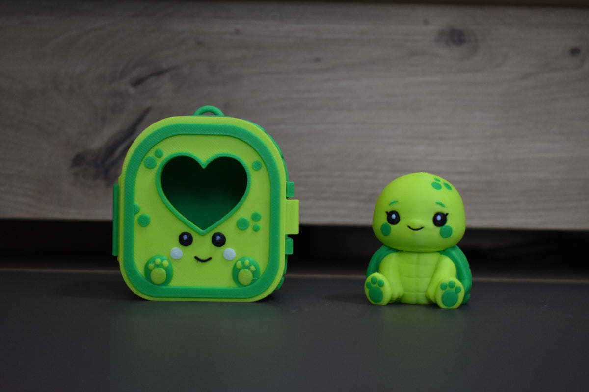 Figurine Pocket Pals Tortue verte avec sa mini maison assortie