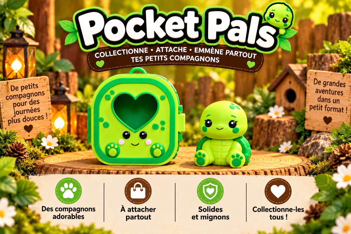 Pocket Pals Tortue kawaii avec mini maison verte – présentation Epoxy Kawaii