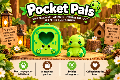 Pocket Pals Tortue kawaii avec mini maison verte – présentation Epoxy Kawaii