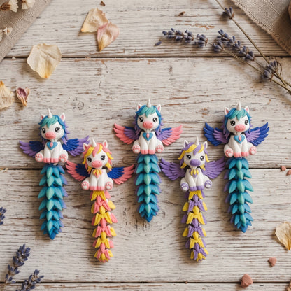 Porte-clés alicornes articulées Fluffy Tails en trois coloris kawaii