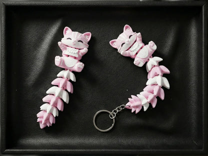 Porte-clé Chat articulé 3D – Chaton Kawaii Fluffy Tail Epoxy Kawaii