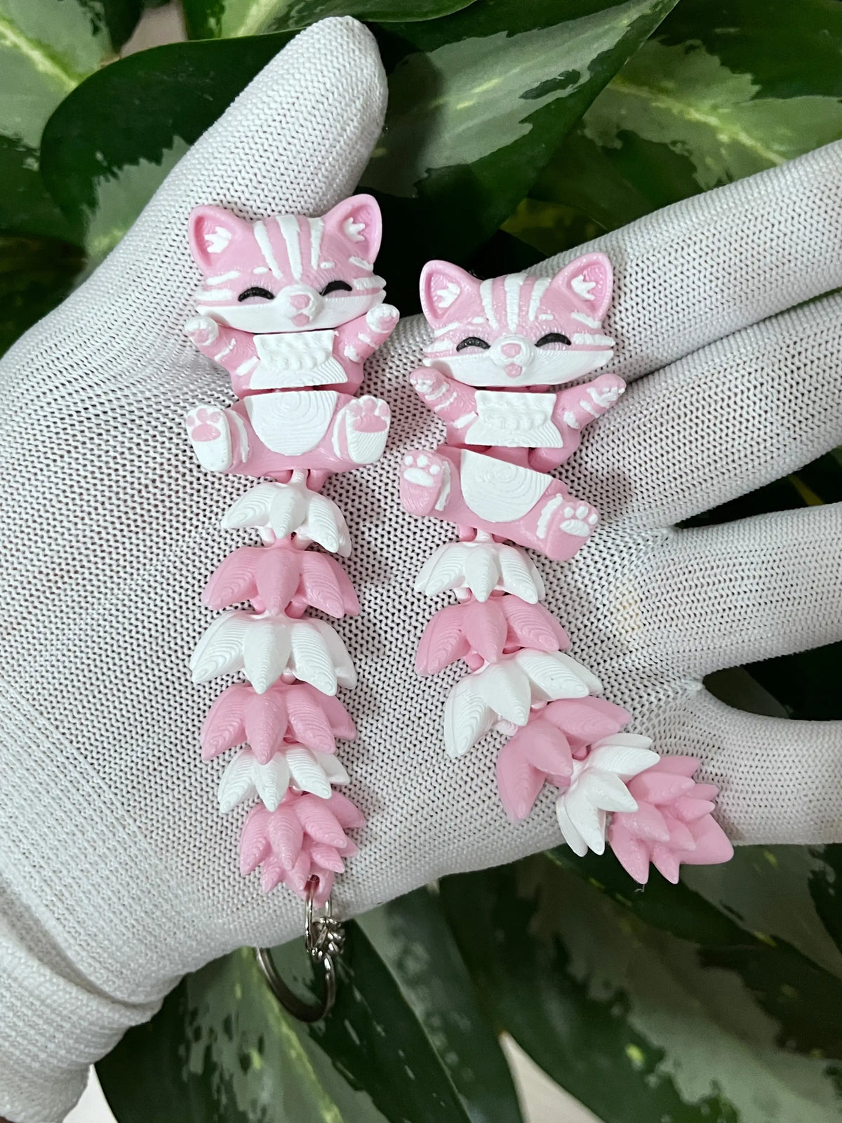 Porte-clé Chat articulé 3D – Chaton Kawaii Fluffy Tail Epoxy Kawaii