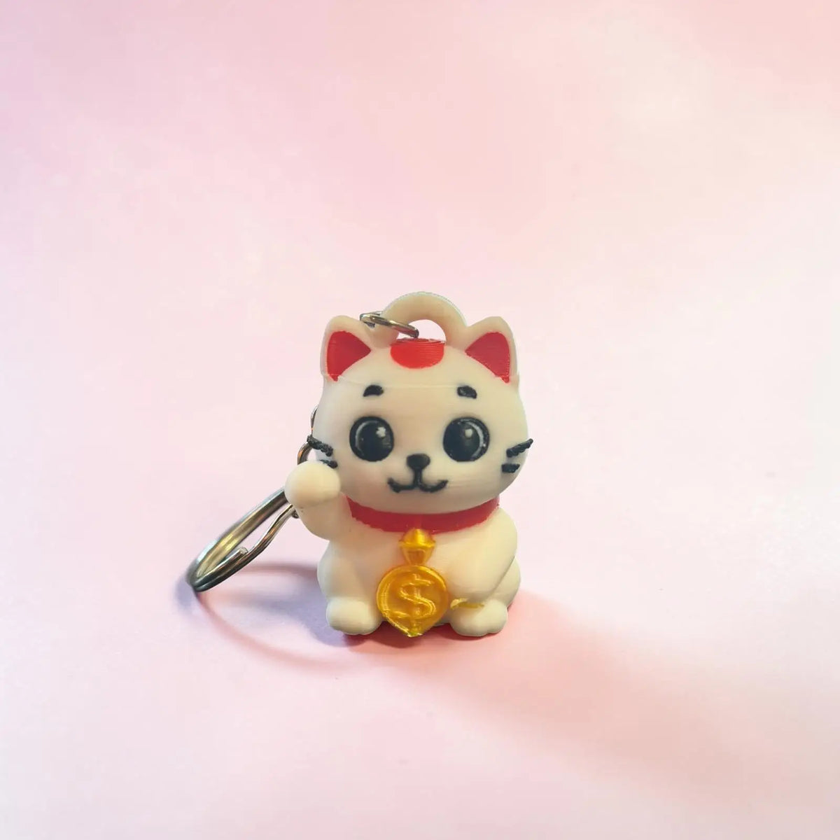 Porte-clé chat japonais Maneki Neko kawaii en PLA imprimé en 3D – porte bonheur