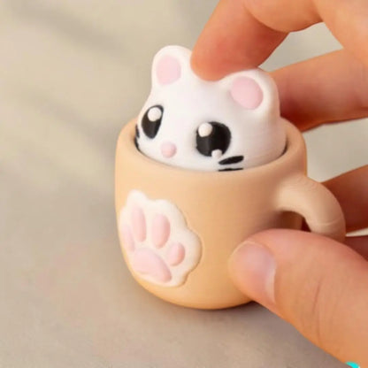 Porte-clé Clicker Chat kawaii anti-stress imprimé en 3D, vue principale