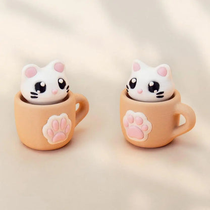 Clicker Chat Cup Cat kawaii avec anneau porte-clé, impression 3D