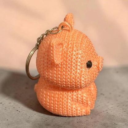 Porte-clé Cochon Effet Tricot Kawaii – Impression 3D Artisanale 🐷🧶💖 Epoxy Kawaii