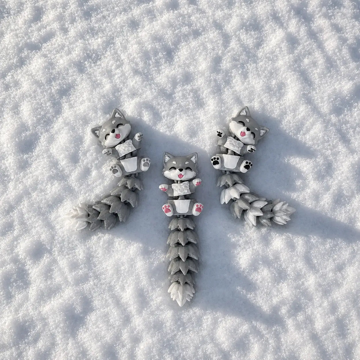 Porte-clé animal articulé 3D loup kawaii