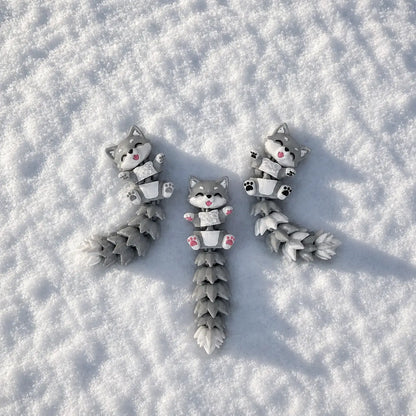 Porte-clé animal articulé 3D loup kawaii