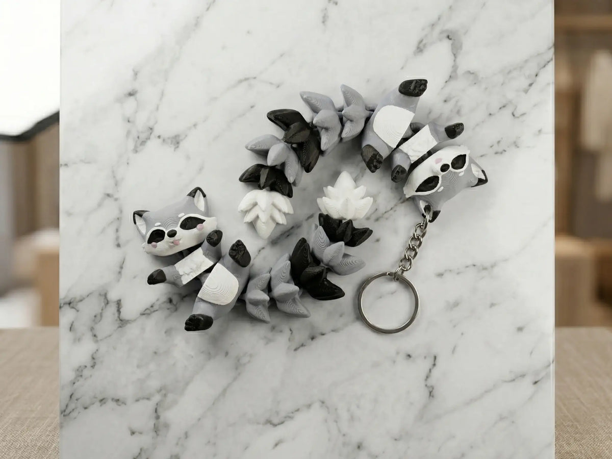 Porte-clé Raton laveur articulé 3D – Raccoon Kawaii Epoxy Kawaii
