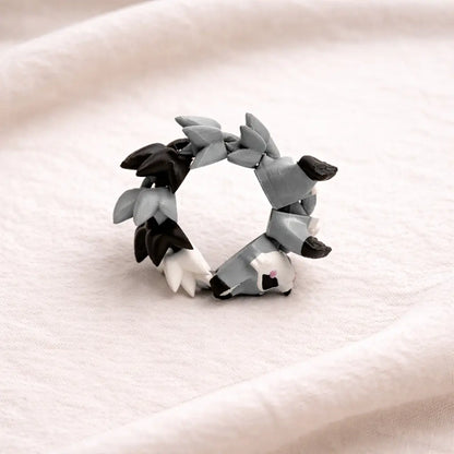 Raton laveur kawaii gris noir et blanc articulé imprimé en 3D