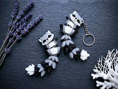 Porte-clé Raton laveur articulé 3D – Raccoon Kawaii Epoxy Kawaii