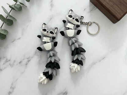 Porte-clé Raton laveur articulé 3D – Raccoon Kawaii Epoxy Kawaii