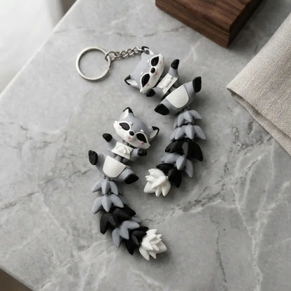 Porte-clé Raton laveur articulé 3D – Raccoon Kawaii Epoxy Kawaii