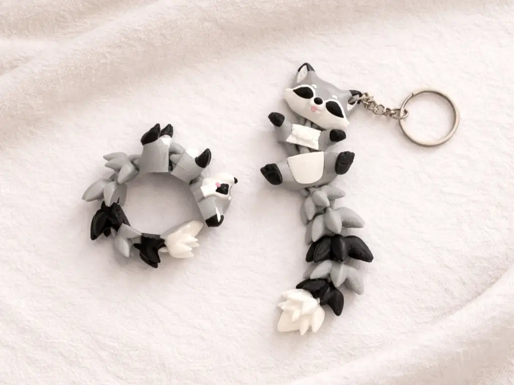 Porte-clé Raton laveur articulé 3D – Raccoon Kawaii Epoxy Kawaii