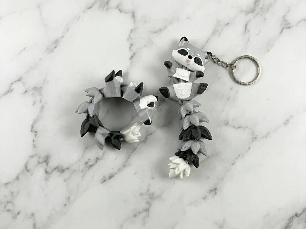 Porte-clé Raton laveur articulé 3D – Raccoon Kawaii Epoxy Kawaii