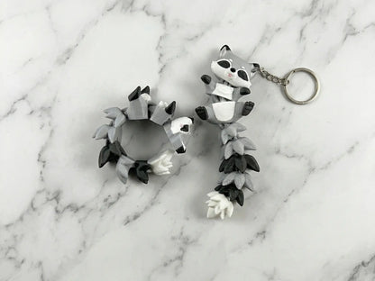 Porte-clé Raton laveur articulé 3D – Raccoon Kawaii Epoxy Kawaii