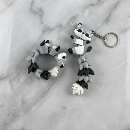 Porte-clé Raton laveur articulé 3D – Raccoon Kawaii Epoxy Kawaii