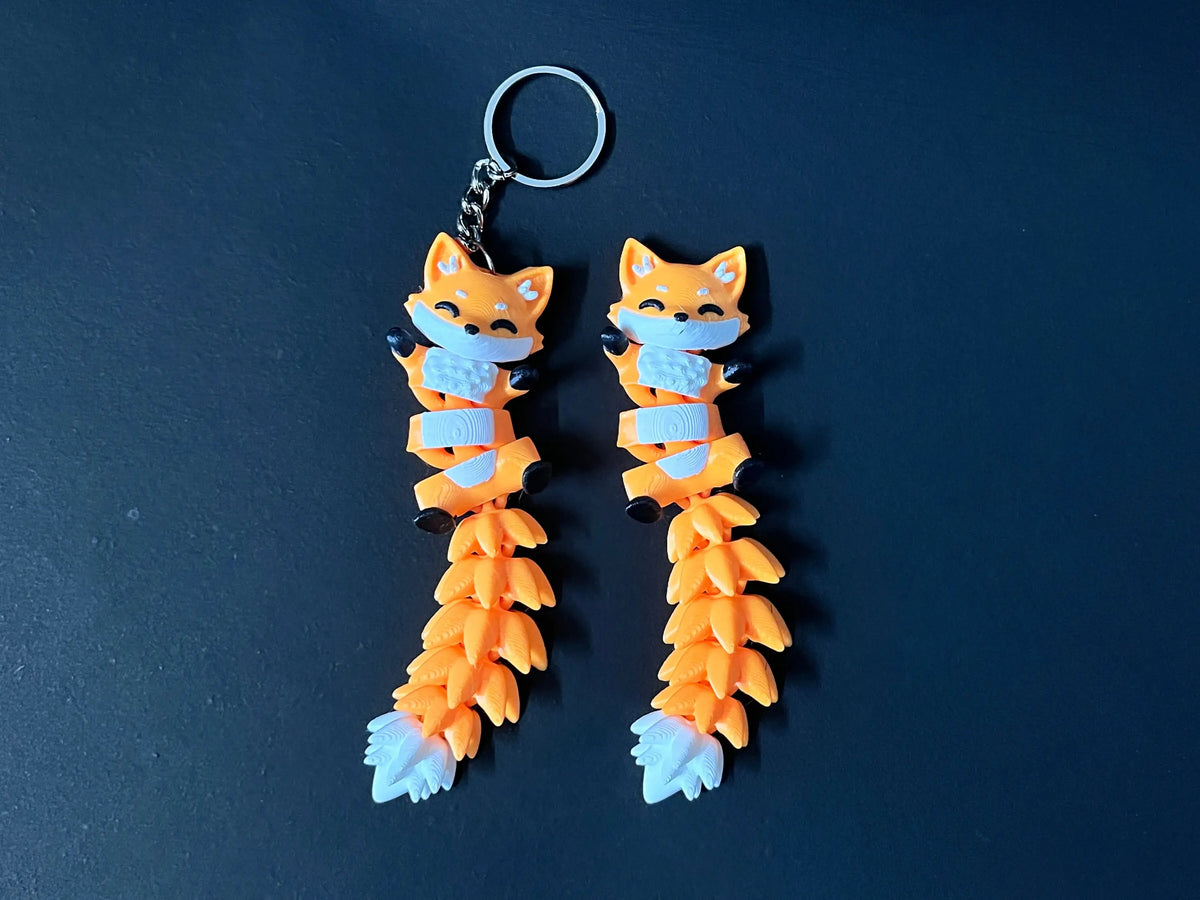 Porte-clé Renard articulé 3D – Bébé Renard Kawaii Epoxy Kawaii