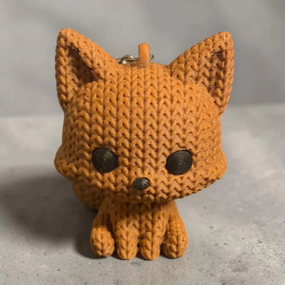 Porte clé renard kawaii effet tricot