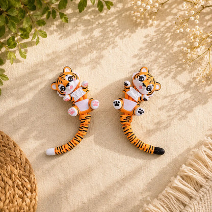 Porte-clé bébé tigre kawaii avec queue classique mobile