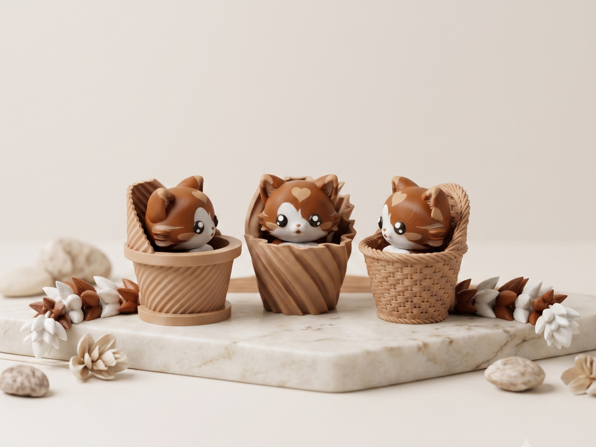 Porte-clés clicker chat kawaii en trois paniers strié, torsadé et tressé