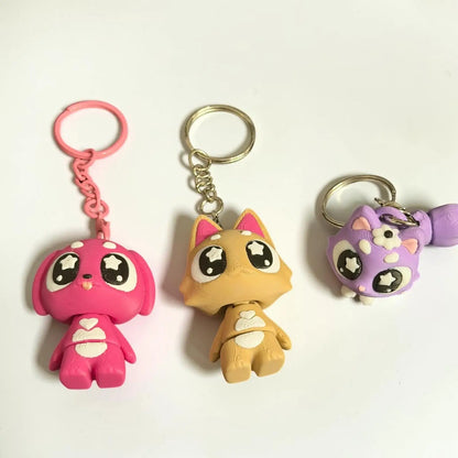 Porte-clés Kawaii Articulés – Chien, Renard & Chat Violet – vue 3